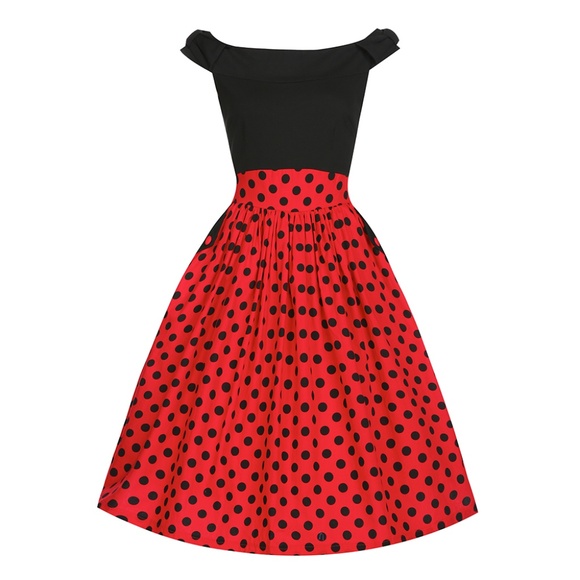 red and black swing dress
